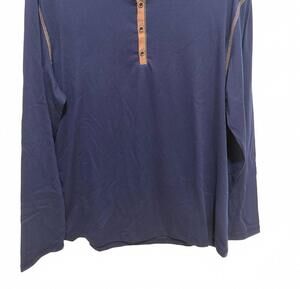 NEW PX men's long sleeve henley top in blue